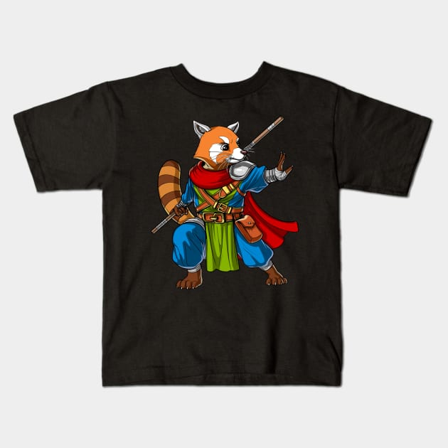 Red Panda Bear Ninja Kids T-Shirt by underheaven